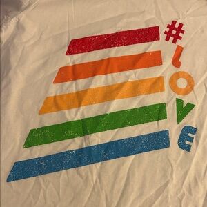 Pride Adult Short Sleeve #LOVE Ringer T- Shirt NWT - White Size M 🌈 Tee